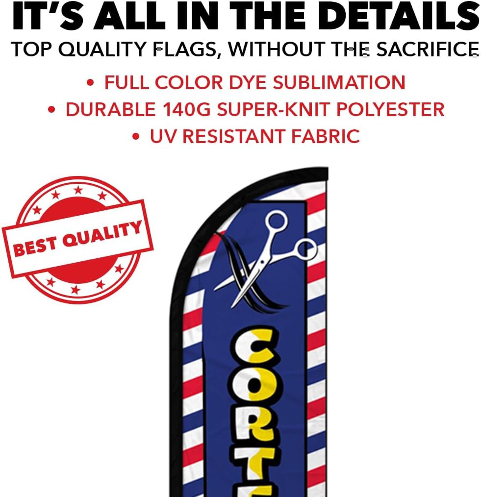 Cortes De Pelo Windless Banner Advertising Flag - Perfect for Spas, Massage Therapists, Salons, Barber Shops