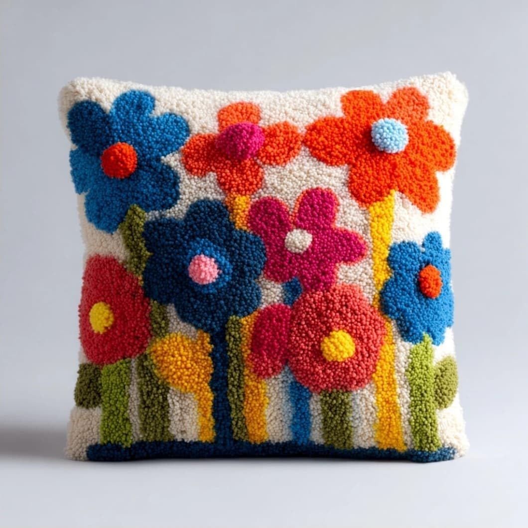 AxiangziK Latch Hook DIY Pillow Kit,Sunflower Cushion Cover 43X43Cm