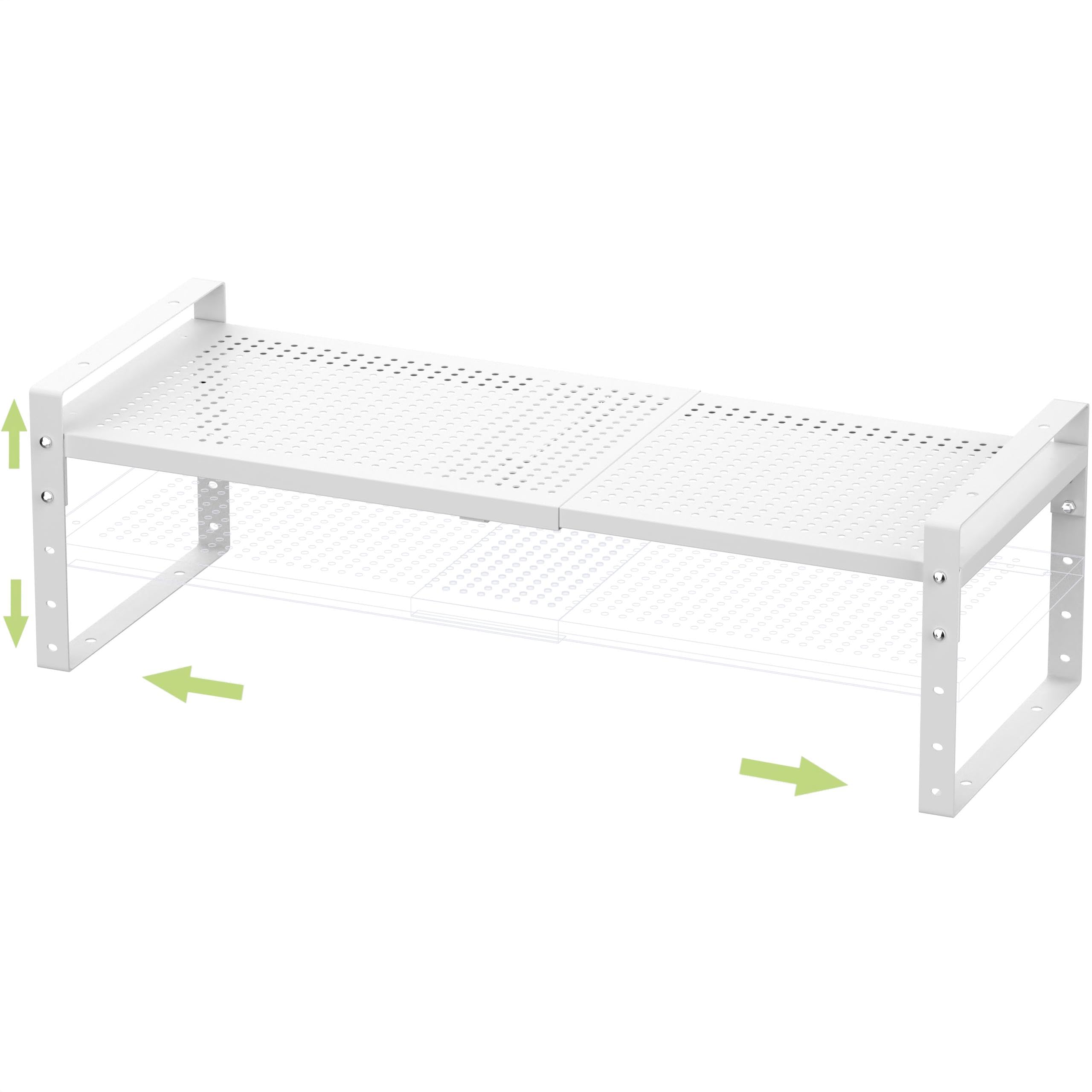 Jojocross Expandable Stackable Aadjustable Spice Rack Pantry Shelf for Kitchen Cabinets Counter Shelves Countertop Cupboard Storage Solution,Sturdy Heavy-Duty Metal Construction(1Pack/White/Medium)