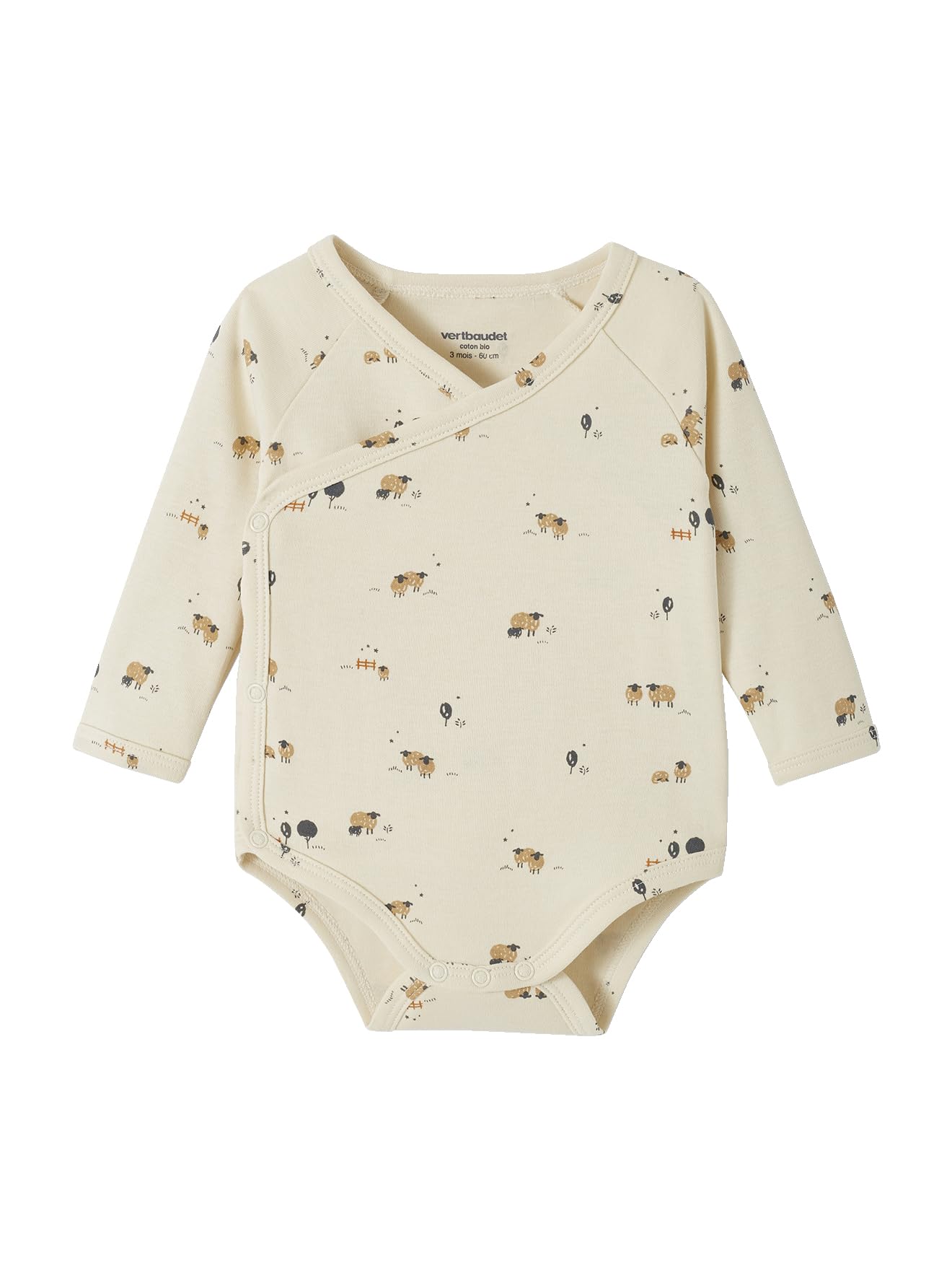 VERTBAUDET Lot de 5 bodies ouverture naissance bébé en coton biologique