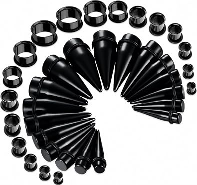 BodyJ4You 36PC Ear Gauge Stretching Kit - Big Gauges for Ears 00G-25mm Advanced Set - Stainless Steel Single Flare Tunnels Plugs Solid Acrylic Tapers - Dead Stretching Lobe Men Women Expander Piercing