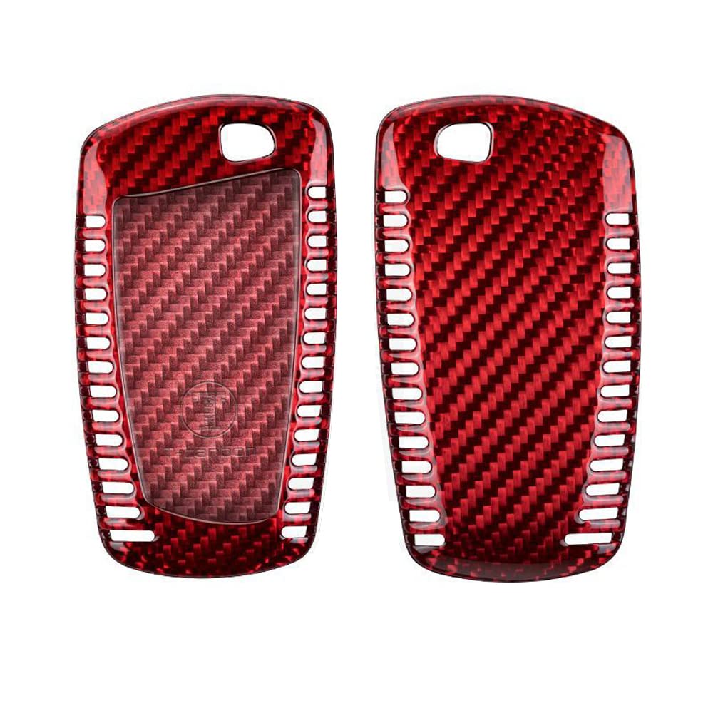 ontto Kohlefaser Autoschlüssel Hülle Cover Passt für BMW 1er 2er 3er 4er 5er 6er F10 F12 F20 F25 F30 X3 X4 M3 M4 M5 3GT 5GT Schutzhülle Schlüsselcover Schlüsselanhänger schlüsseletui-Rot (Entlüftung)