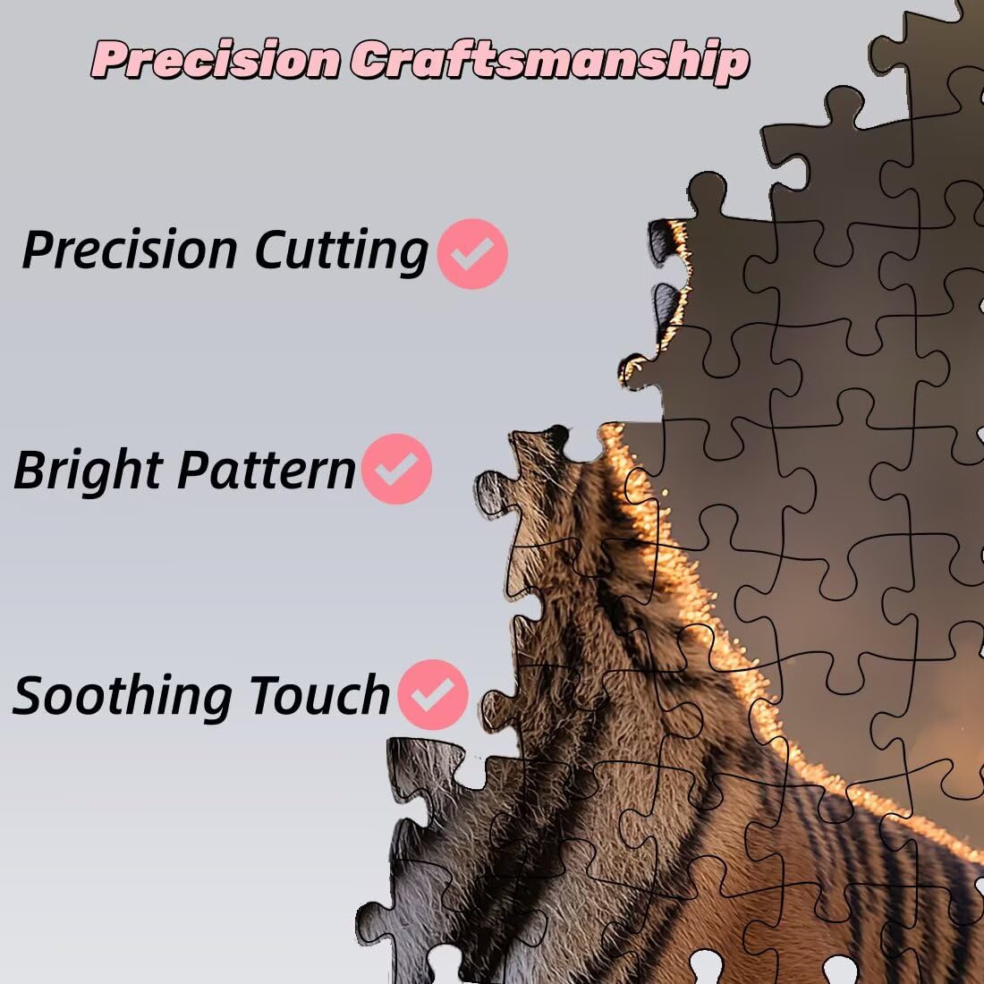 Puzzle 1500 elementów tygrys, puzzle dla dorosłych zwierzęta, klasyczne puzzle Wyzwanie edukacyjne Superior Zabawki dla rodziny, niemożliwe drewniane puzzle z pudełkiem na prezent, dekoracja ścienna