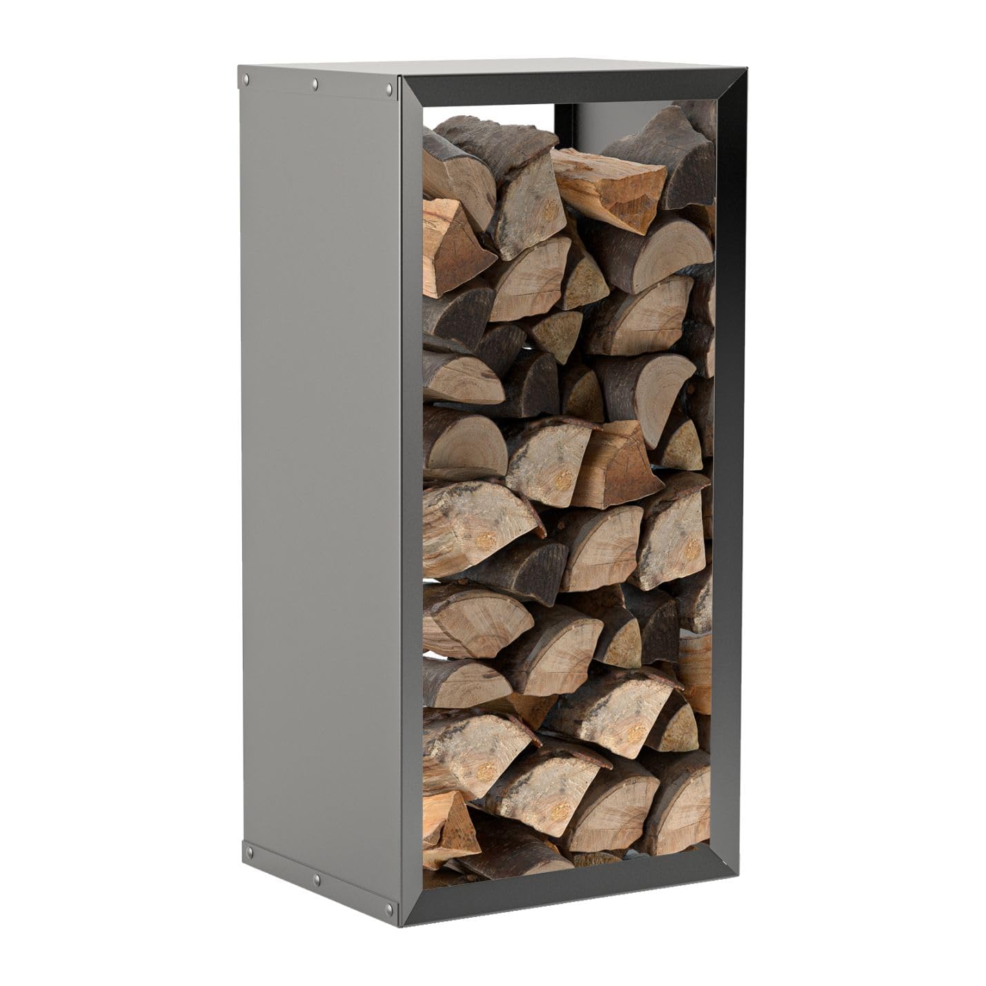 hiyard Holzlager I Wooker high 49 x 99 cm I Kaminholzregal I Brennholzregal I Made in Germany I mattschwarz