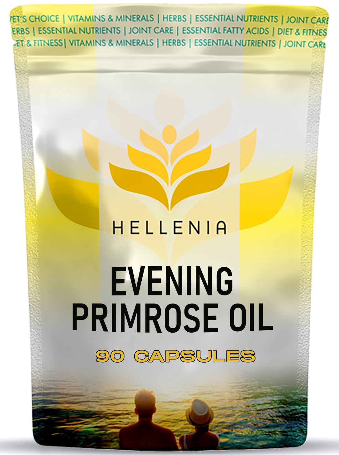 Evening Primrose Oil 1000mg Capsules | High in Omega 6 | Pure Cold Pressed | 90 Capsules - Supplement for Women's Health | High Strength Evening Primrose Oil - Made for Hellenia