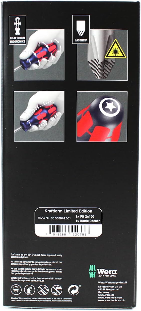 Wera 300044 Kraftform USA Bottle Opener Set - Phillips, Limited Edition
