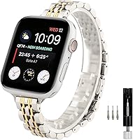 MaKTech Stainless Steel Wristband Replacement for Apple Watch band,Women Slim Seven-Pieces Links 14mm Metal Bracelet...