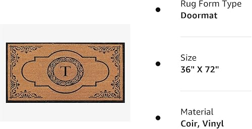 Miniatura 7 de A1 Home Collections First Impression Abrilina - Tapete doble hecho a mano con monograma, 72 pulgadas de largo x 36 pulgadas de ancho, XL