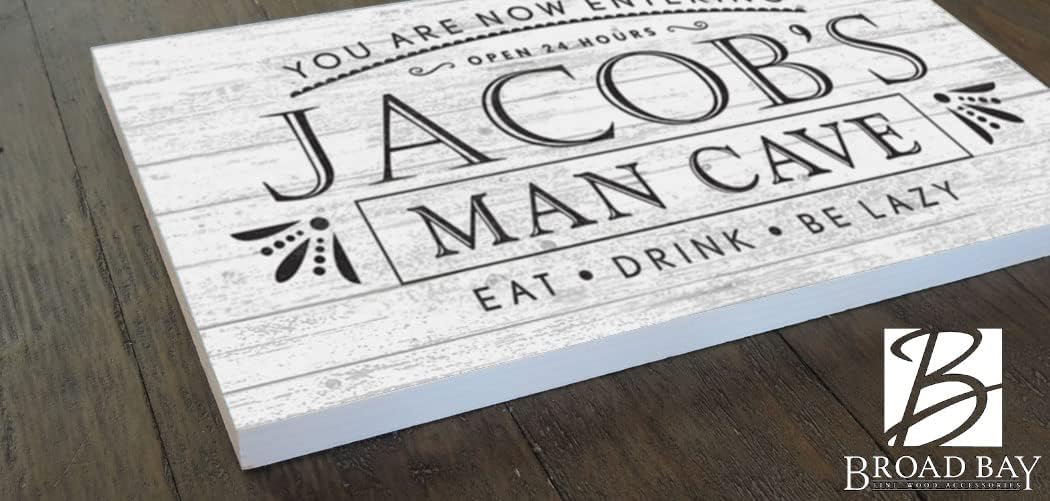 Custom Man Cave Sign Wall Décor for Men Father's Day, Birthday, Christmas Gift Idea (White)