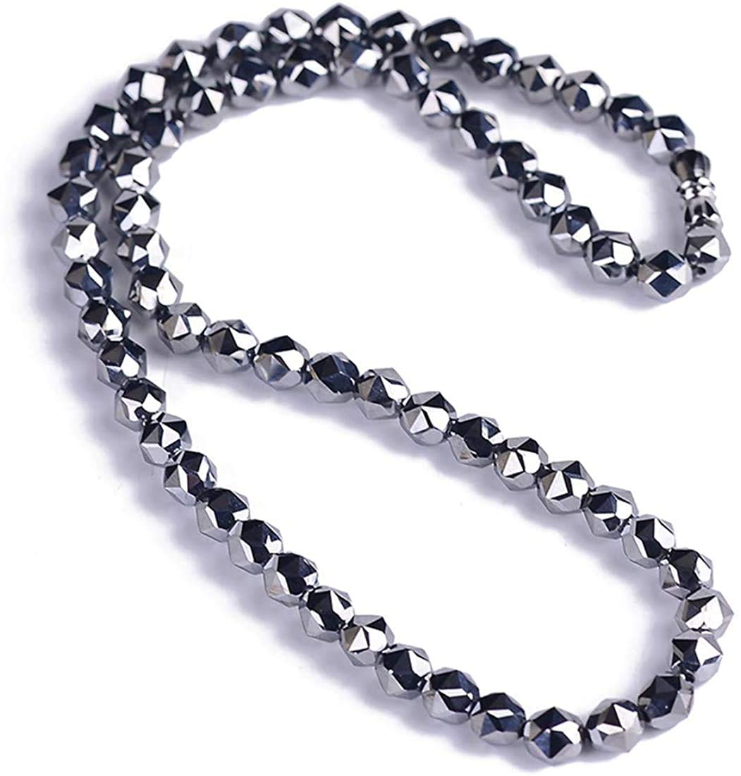 Colgante de cristal natural Collar de ondas de terahercios naturales de 8mm for mujeres y hombres, cuentas cortadas de cadena larga, joyería elástica de energía potente, longitud de 60cm Joyas para mu