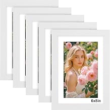 8x6 Photo Frame White - 5 Pack 6x8 Picture Frames with Mount, Photo Frames 8x6 Picture Frame for Wall Mount & Desktop