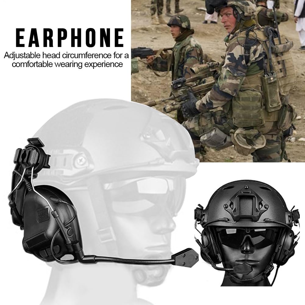 Auriculares de Casco Táctico – Versión con Cancelación de Ruido | Chip de Audio Avanzado 5ª Generación, Diseño Ligero y Extraíble para Entrenamiento, Juegos de Equipo, Equipamiento Militar y Airsoft