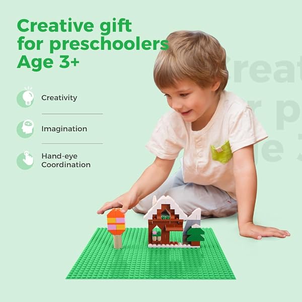 Etarnfly Lot de 12 plaques de Construction - Compatible avec la Plupart des Marques - 25 × 25 cm - Jouet de Construction pour Enfants - Plaque de Base en Sable Gris Vert Bleu - 4