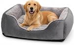 Dog Bed Medium, Super Soft Rectangle Dog Beds, Washable Warming Pet Bed with Anti-Slip Bottom, Anti-Anxiety, Grey, 25 x 21 x 8inch