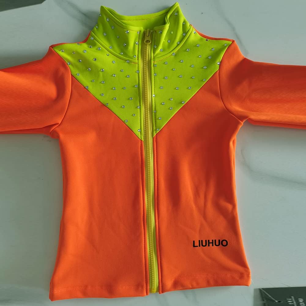 LIUHUO Figure Skating Training Clothes Girl Orange Stitching Diamond Training Performance