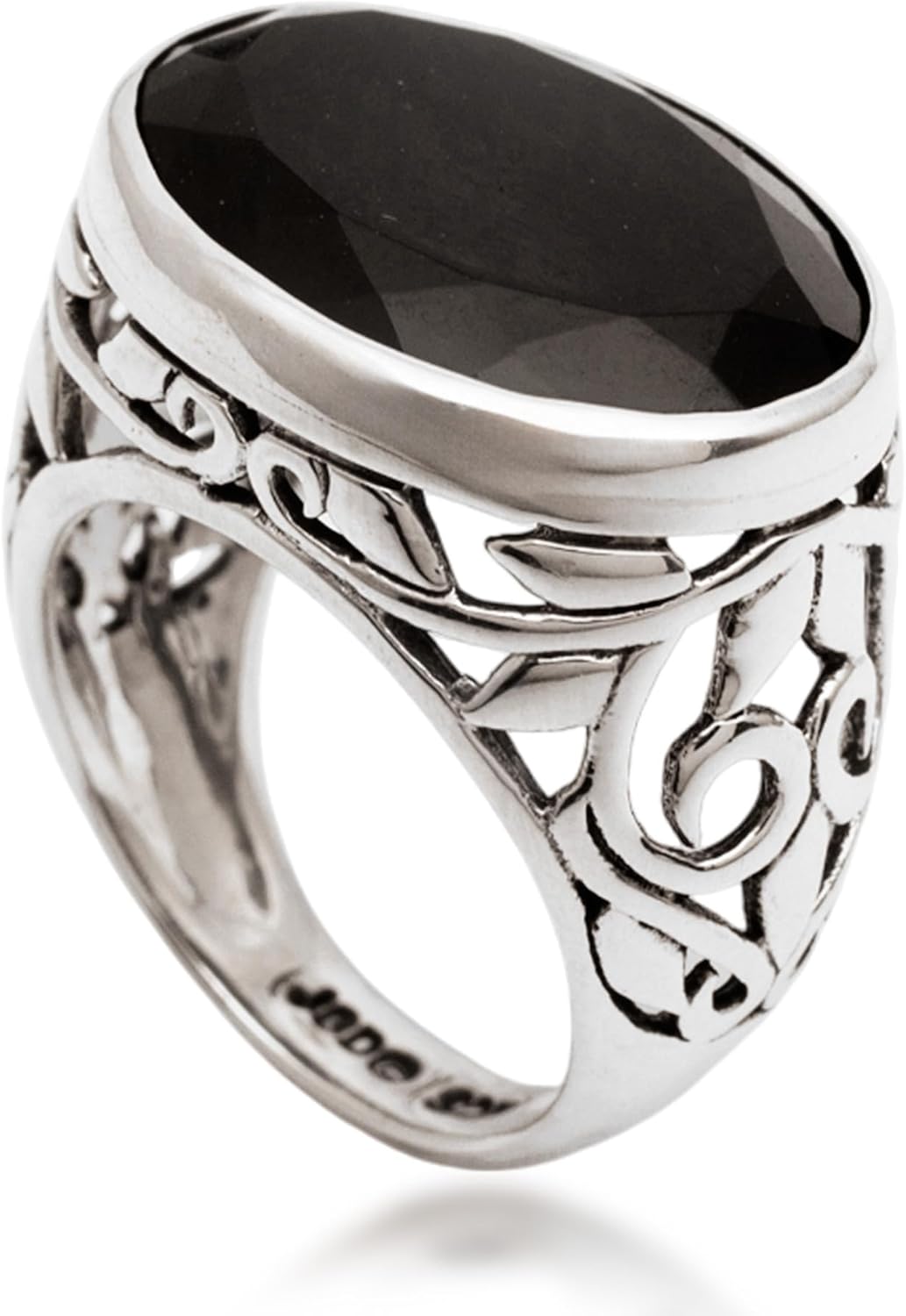 NOVICA Onyx .925 Sterling Silver Men's Signet Ring 'The Garden of Love'