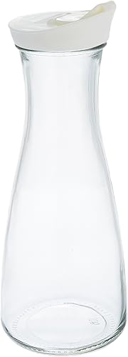 Grant Howard Jarra y decantador de vidrio para bebidas con tapa de rosca blanca, 1 L, transparente