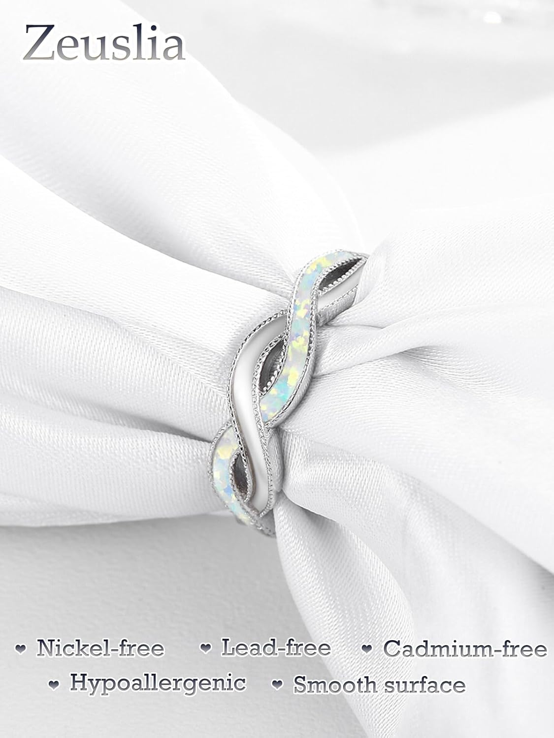 Sterling Silver Opal Ring for Women Engagement Promise Rings Celtic Infinity Opal Jewelry Gifts for Her Wife Mom Grandma