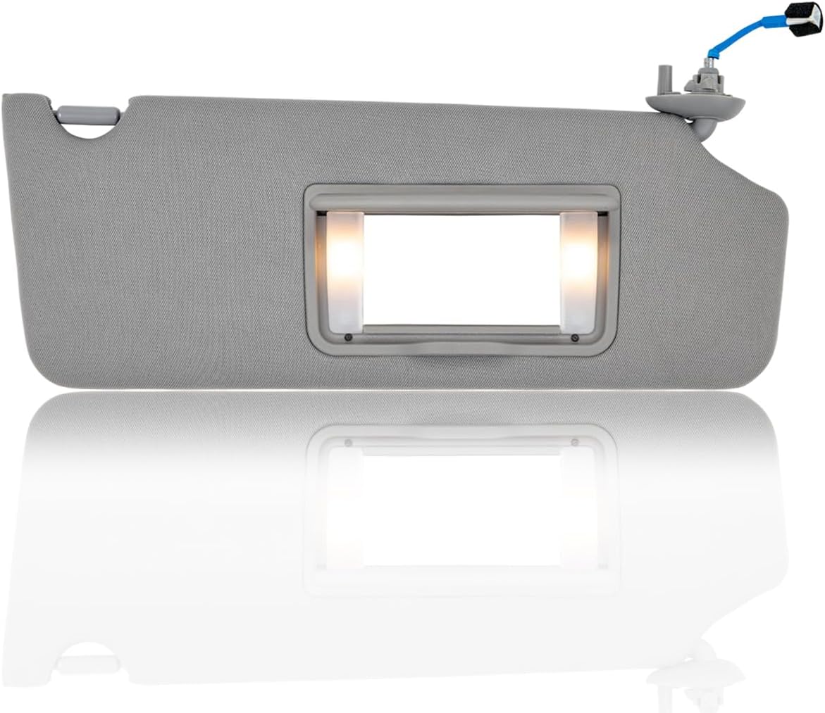 EKLN Sun Visor Gray Right Passenger Side RH with Mirror and Light Fit for 2017-2021 Honda Pilot 2018-2020 Honda Ridgeline Replacement OE# 83230-TG7-A12ZB (Right Passenger Side)