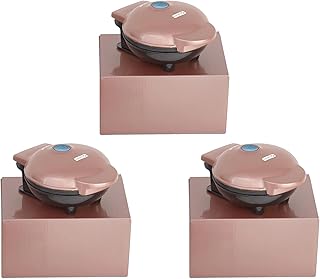 Dash Set of 3 Mini Pizzelle Makers for Individual Waffles Hash Browns, Keto Chaffles with Easy to Clean, Non-Stick Surfaces (Metallic Rose Gold)