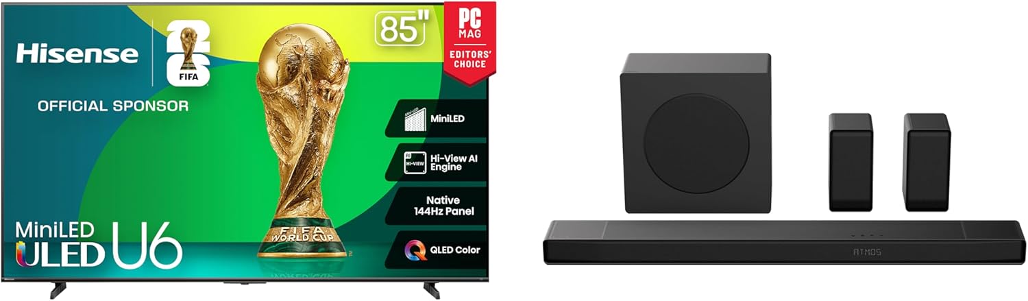 Bundle of Hisense 85" U6 TV with AX5140Q soundbar
