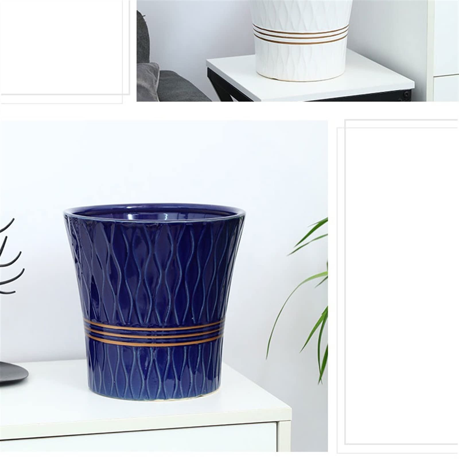 HIHELO Donice Prosta duża doniczka ceramiczna z otworami drenażowymi Nadaje się do sadzenia storczyków, kaktusów i innych roślin Doniczki szkółkarskie (kolor: niebieski)