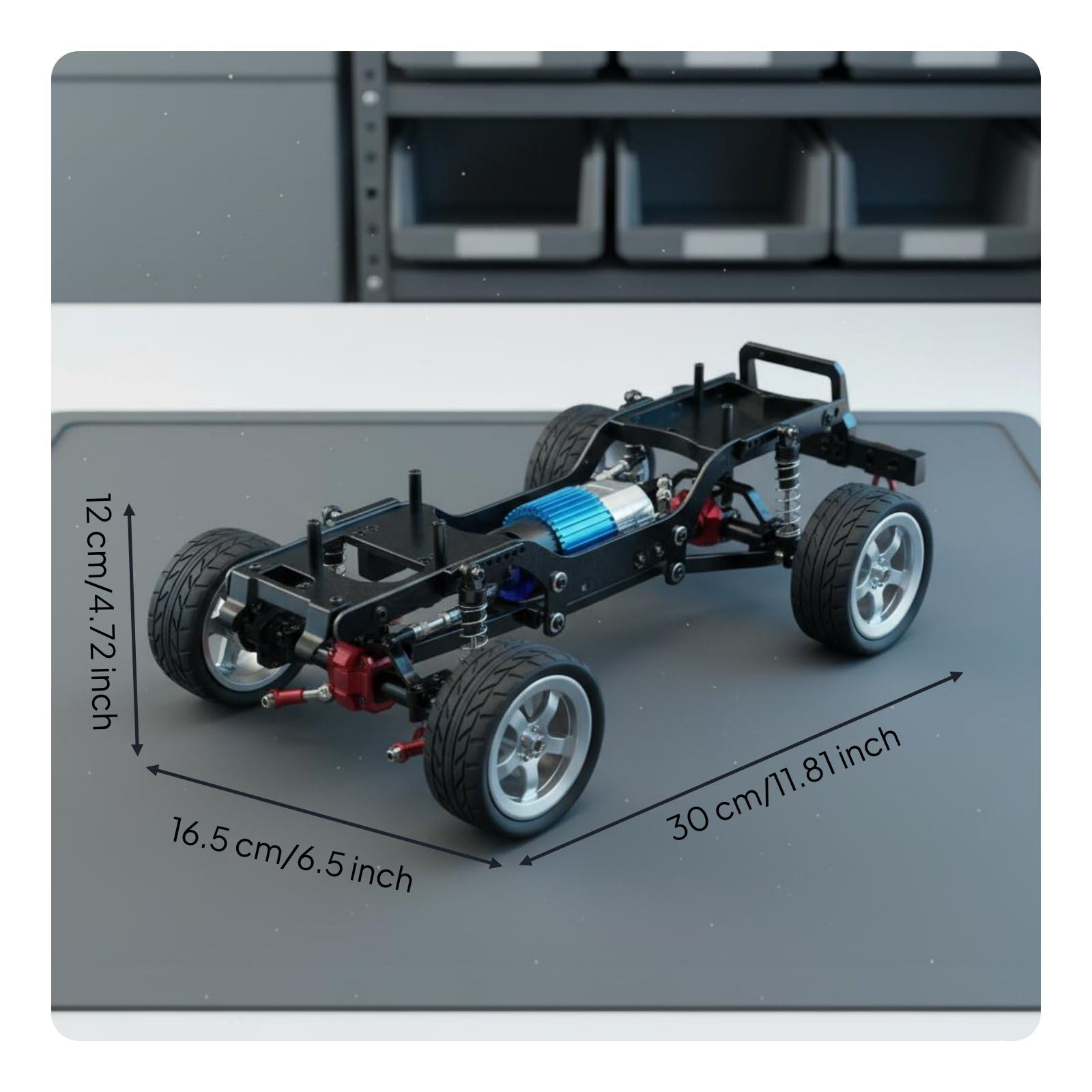 predolo Chasis de Metal para Coche RC 1/12 Fácil Instalación Estructura de Coche Todoterreno RC Preensamblado para Modelistas, Negro