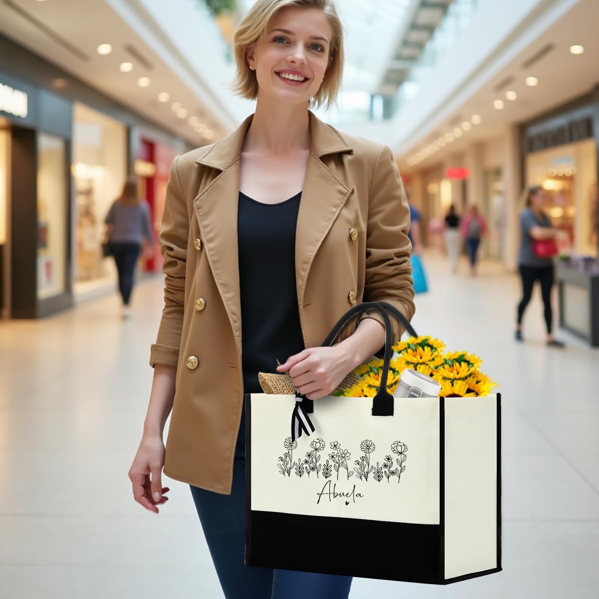 Mothers Day Gifts Grandma Mimi Gigi Mamaw Memaw Abuela Gifts Tote Bag for Women Female Holiday Vacation Beach Bag image 3