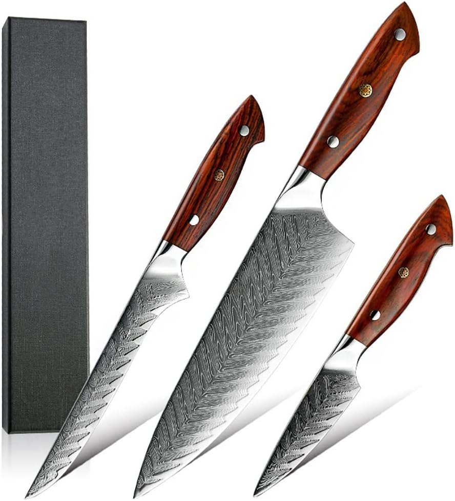 Set Cuchillos Cocina 3 Piezas Acero Inoxidable