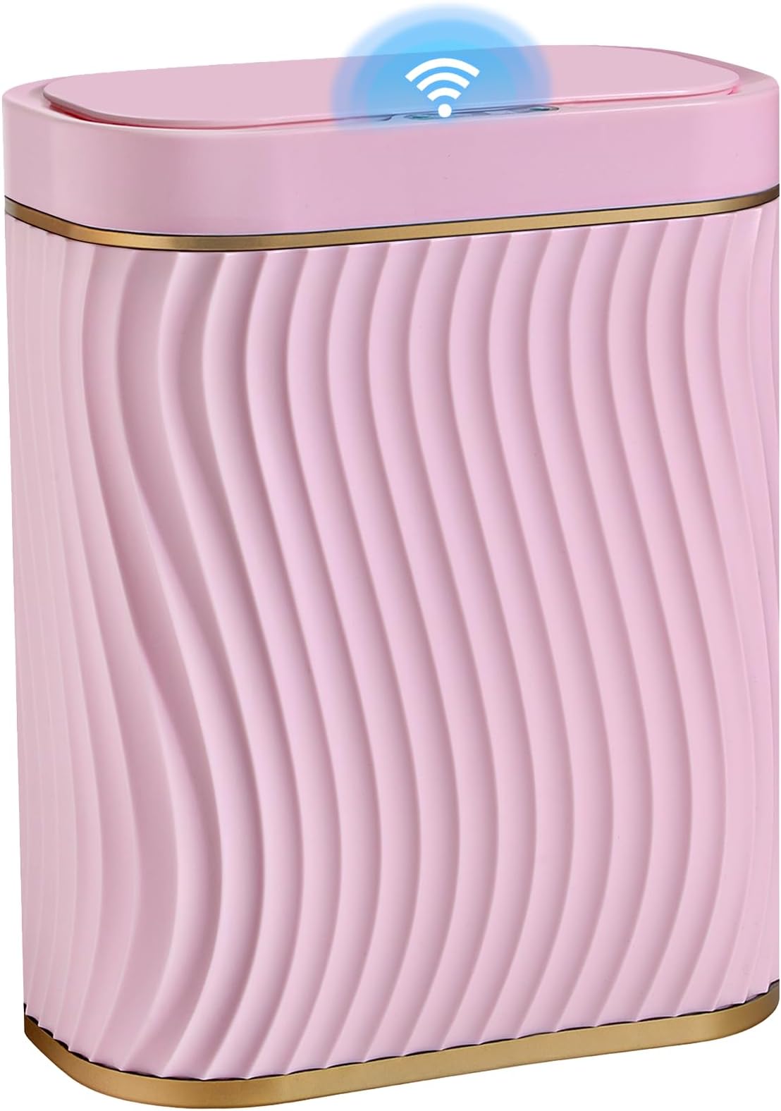 steo spce Bathroom Small Trash Can with Automatic Touchless Lid, 2.6 Gallon Smart Garbage Can Narrow Waterproof Trash Bin for Bedroom, Office, Living Room (Gold Pink)