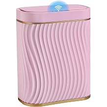 steo spce Bathroom Small Trash Can with Automatic Touchless Lid, 2.6 Gallon Smart Garbage Can Narrow Waterproof Trash Bin for Bedroom, Office, Living Room Gold Pink