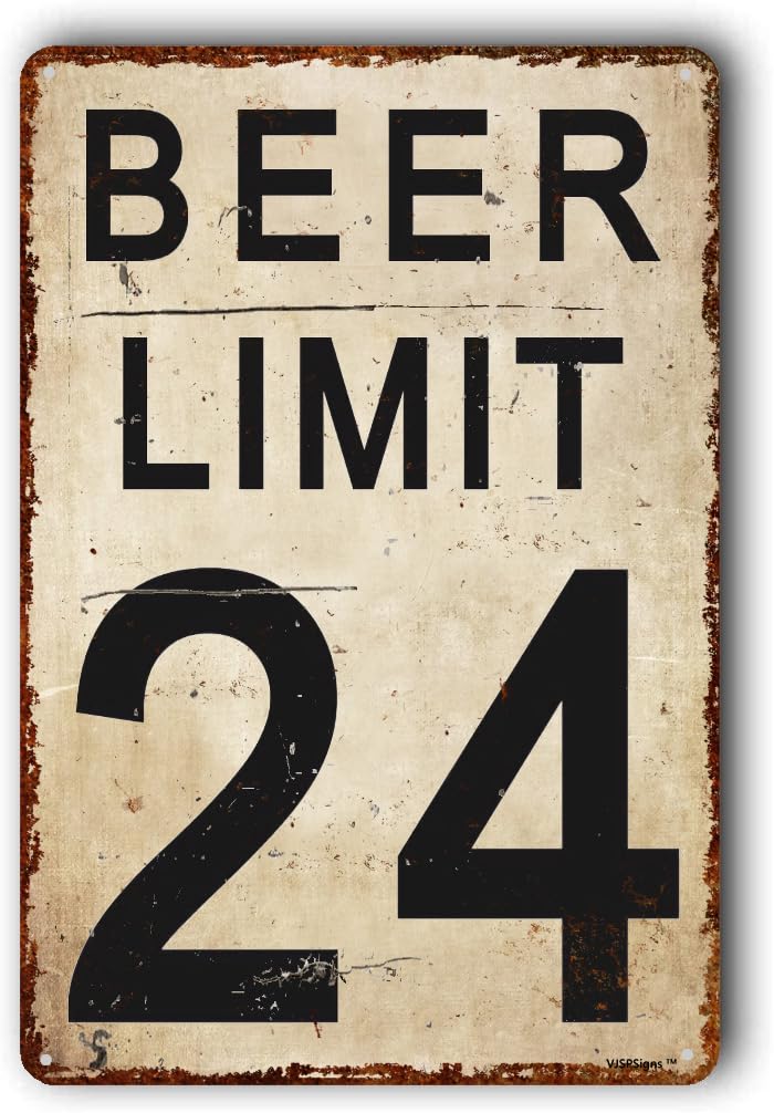 peiyeety Beer Limit 24" Funny Bar Sign,Home Man Cave Garage Decor,Beer Sign for Garage Home Bar 8"X12" Metal Aluminum Sign