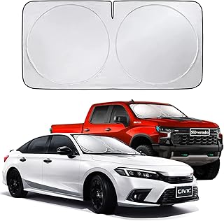 2023 Car Windshield Sun Shade,German Titanium Silver Fabric(Better Than 240T Material) Automotive Sun Protection Shield Sunshade for Car Sun Shade Windshield Cover Front Window Visor Sunshades