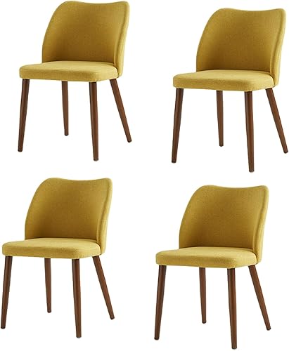 Miniatura 7 de Juego de 4 sillas de comedor, juego de sillas tapizadas para cocina y comedor, silla lateral acentuada moderna con respaldo curvo acolchado y patas