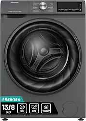 Hisense Lava e Seca, 13kg Lavagem/8kg Secagem, Steam, 13 Programas, Motor Inverter, Painel Touch, Titanium WD13X - 220V