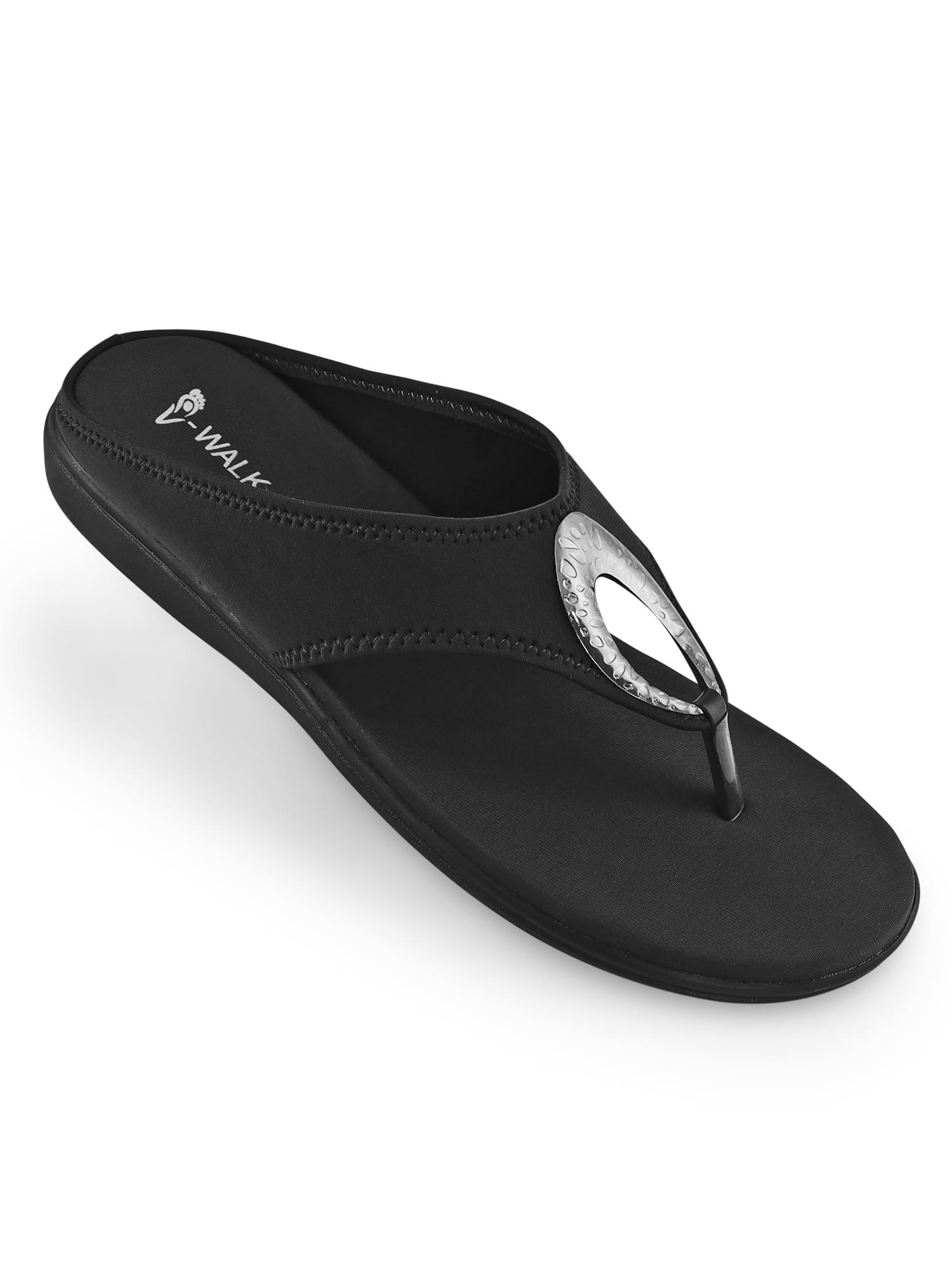 V-WALK Embellished Daily-Wear & Casual Slip-ons Flats | Easy-To-Wear Womens Comfort Sandals | Office, Daily-Wear & Casual Sandals | Black (B0D4653DBF) Amazon Price History, Amazon Price Tracker
