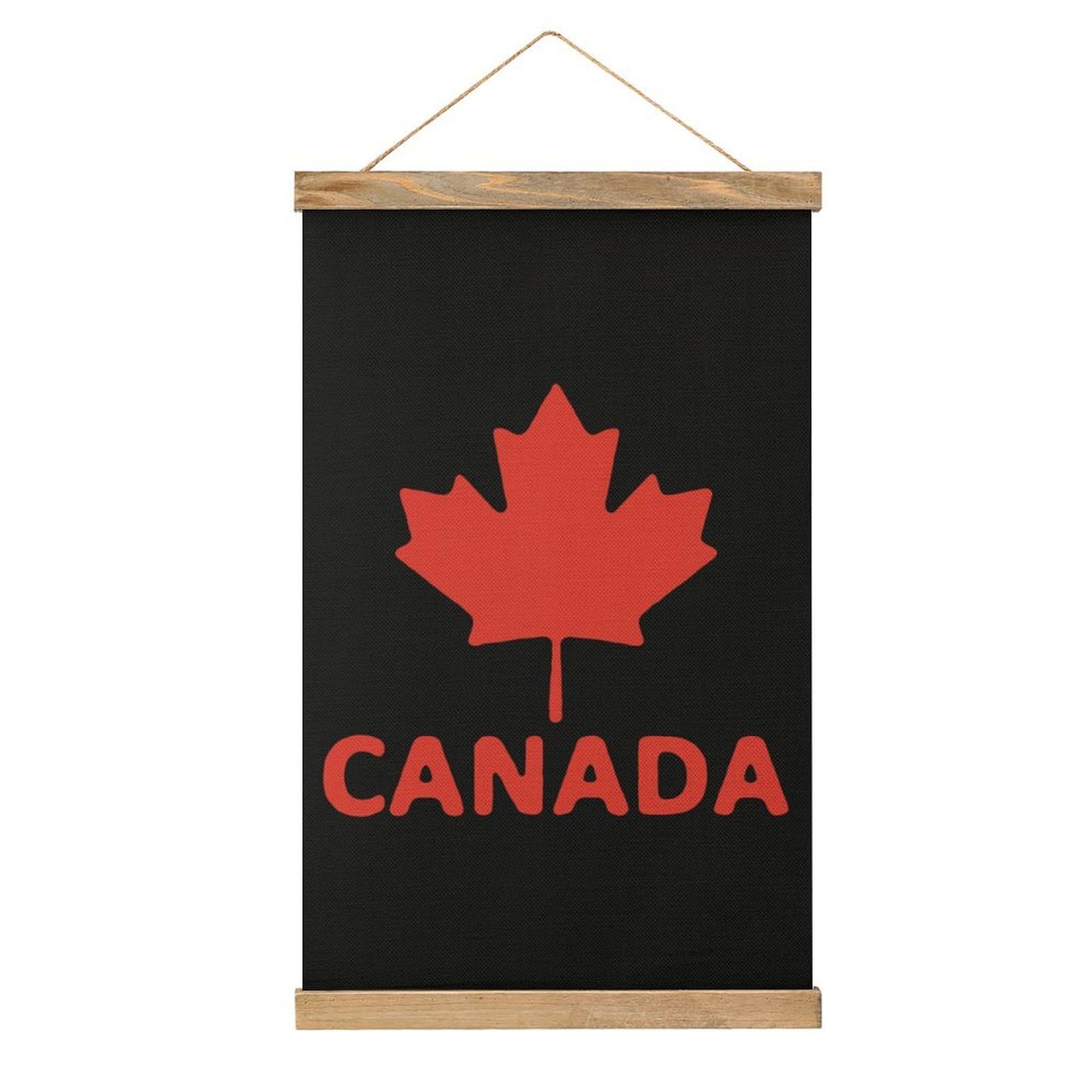CGSBNGHA Canada Flag Maple Wall Art Prints Linen Hanging Painting Scroll Paintings Pictures Decor for Home