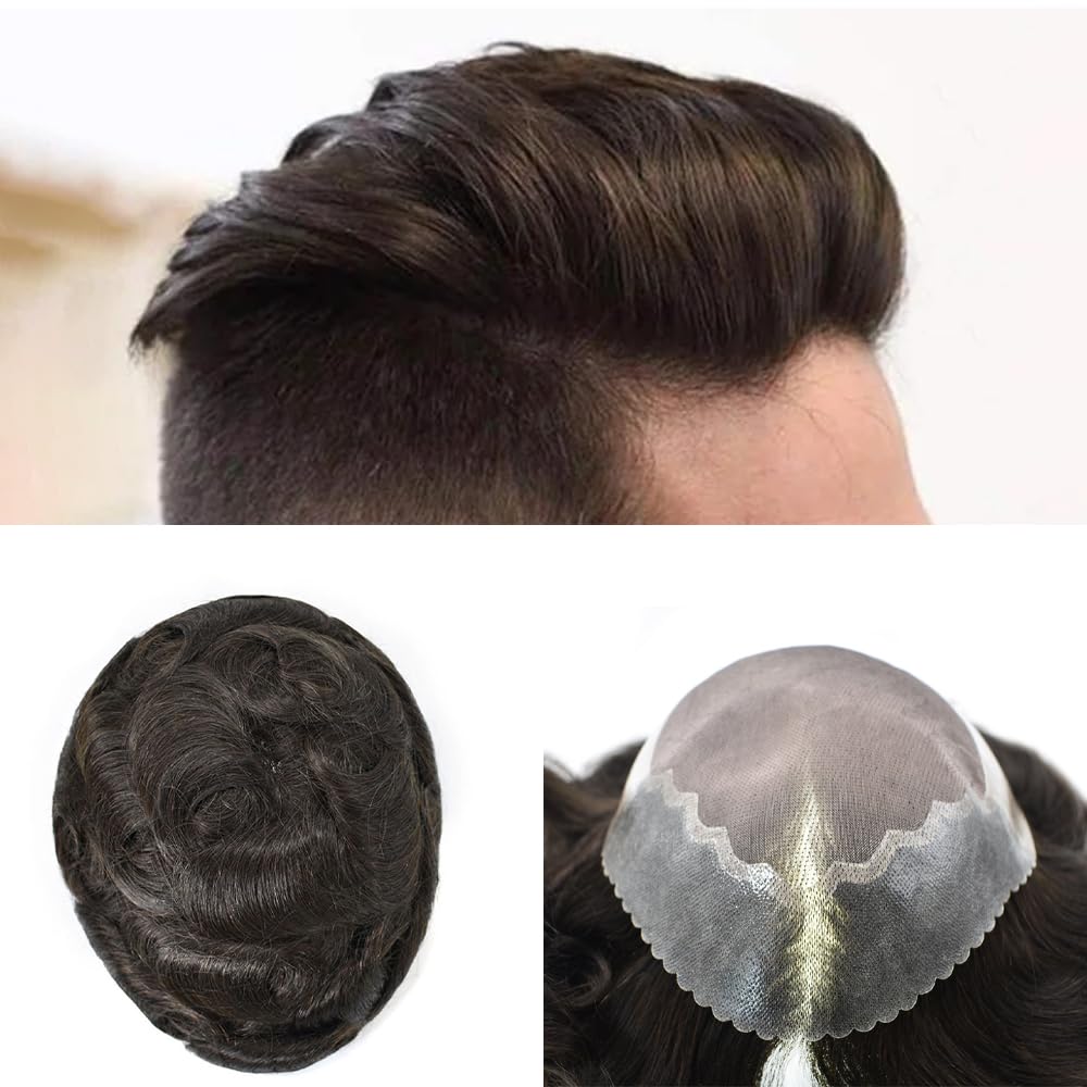 Toupee For Men Hair Piece Fine Mono Hair System Human Hair Replacement Poly Mens Toupee NPU Monofilament Male Capillary Prosthesis8X10Medium light density2# DARKEST BROWN Toupee For Men Hair Piece Fine Mono Hair System Human Hair Replacement Poly Mens Toupee NPU Monofilament Male Capillary Prosthesis8X10Medium light density2# DARKEST BROWN