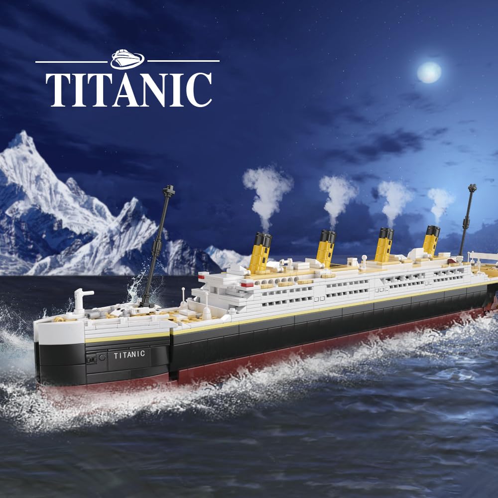 NETEHU Titanic Boat Model Building Block Set, 1465 Pieces Cruise Ship Model,DIY Educational Titanic Toys for 8+ - Image 2