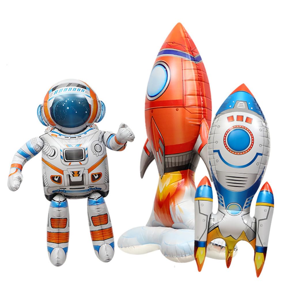 GRAYSPCESpace Balloons Rocket Spaceship Balloons Party Decorations Inflatable Rocket Astronaut Spaceship Balloons (Medium)