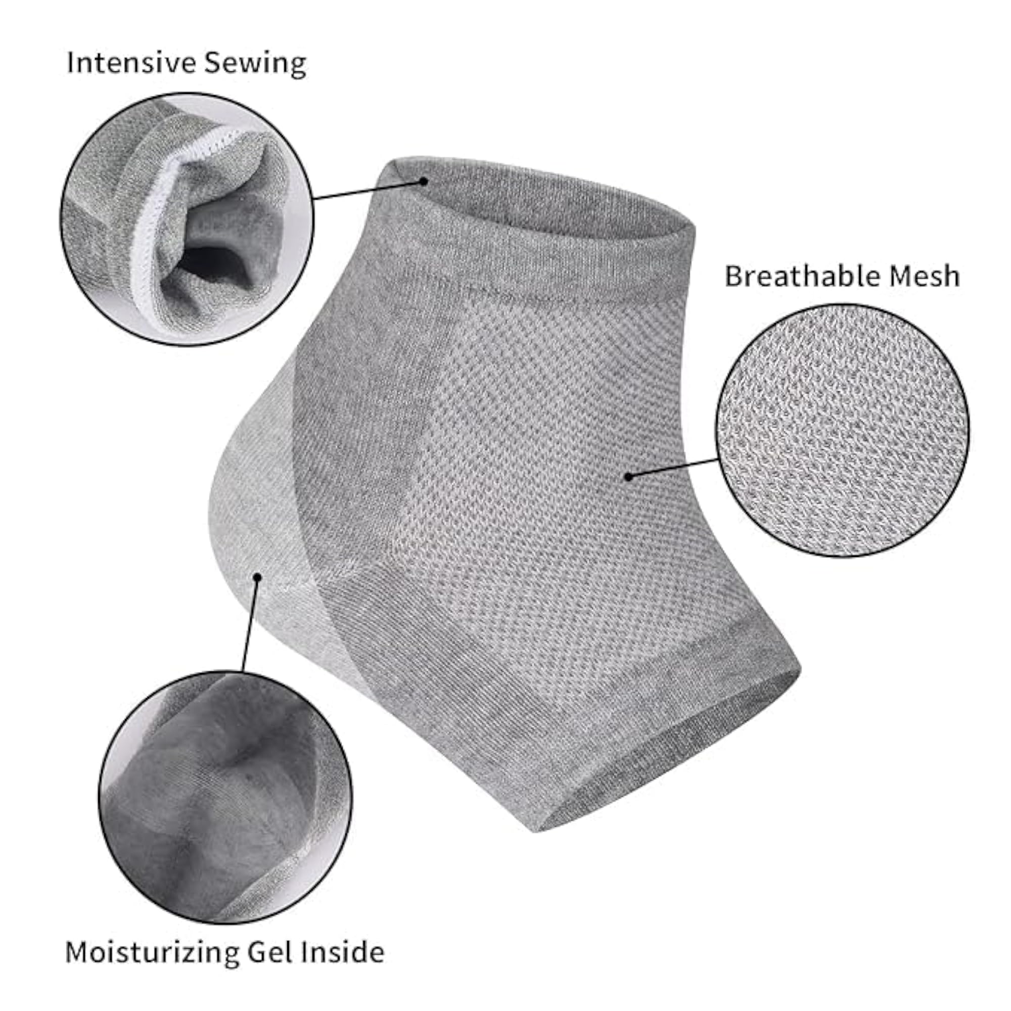 3 Pairs Moisturizing Heel Socks for Dry Cracked Feet