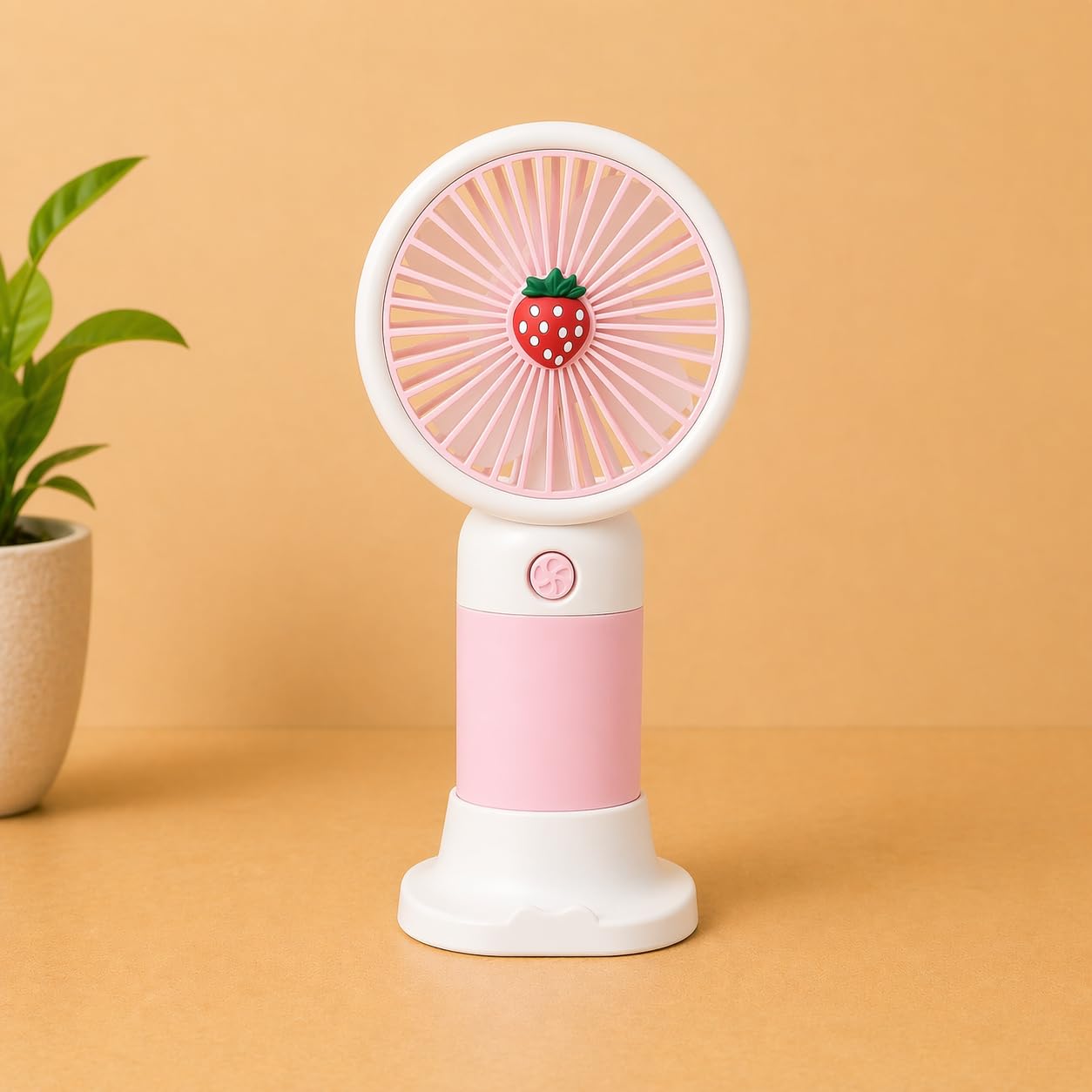 Mini Portable USB Fan 3 Speed Cute Handheld Fan with Base, Rechargeable Personal Desk Fan Lightweight Small Fan for Girls Women Men Indoor Outdoor 15 cm Pink-image-39
