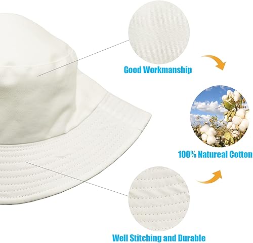 Miniatura 3 de Sombrero de pescador de algodón de 12 piezas para mujeres y hombres adultos de verano liso
