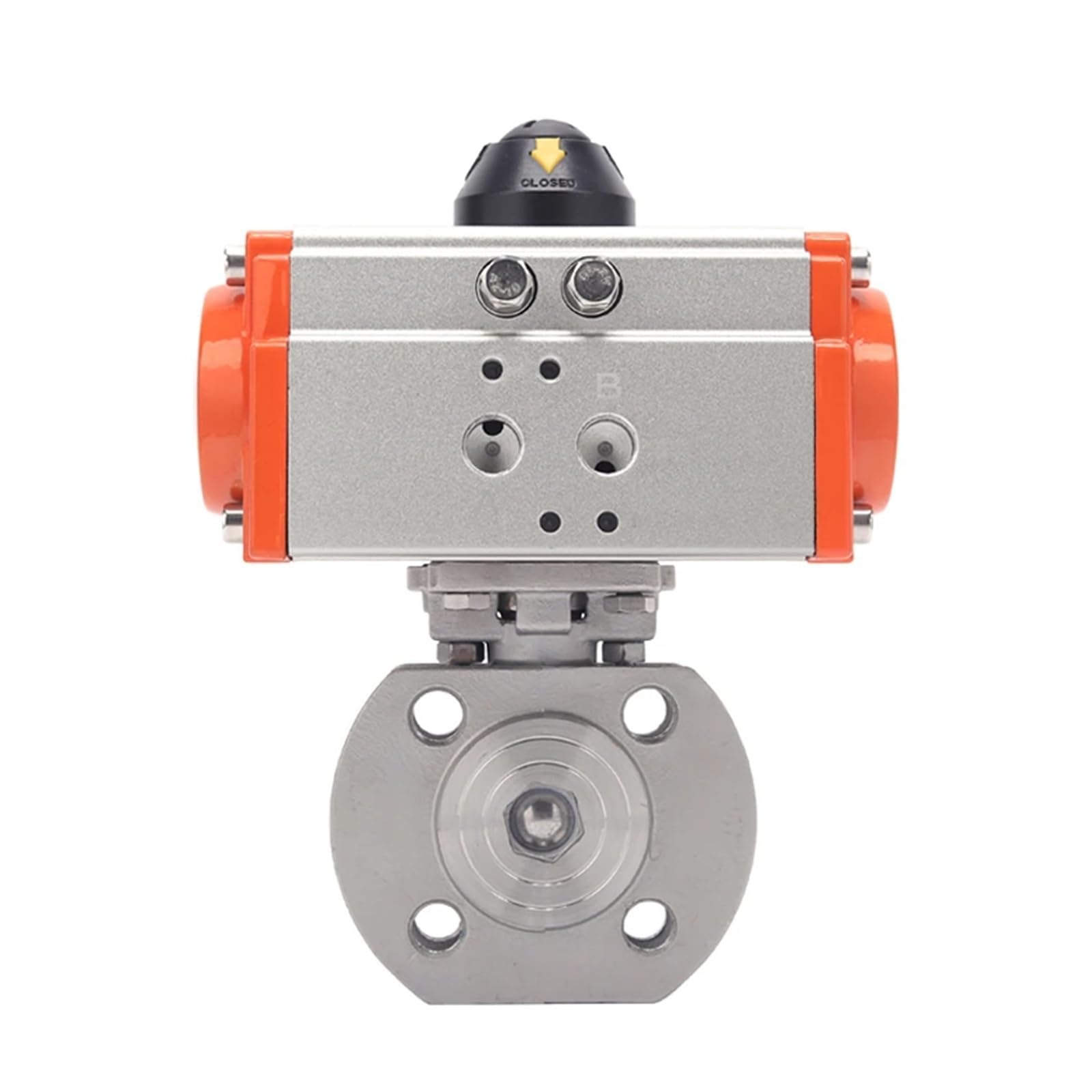 DN20 304 Stainless Steel Pneumatic Wafer Type Ball Valve with Double Acting Cylinder Thin Flanged Pneumatic Ball Valve