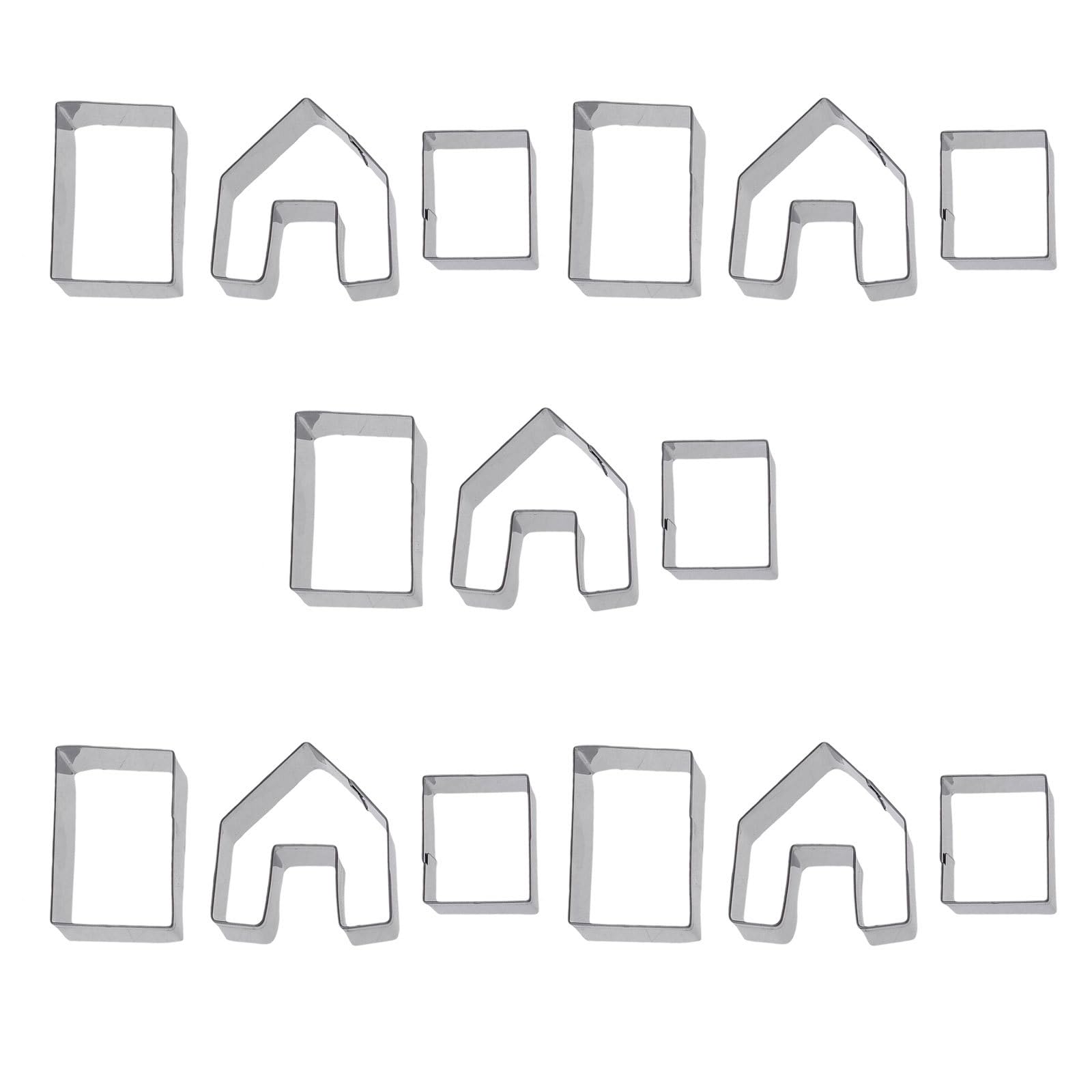 Tomaibaby 5 Sets/ 15Pcs Christmas Cookie Cutters Set 3D Acero Inoxidable Mini Gingerbread Casa Cortador de Galletas Kit Hornee su Propia Peque?a Casa de Navidad DIY Herramientas para