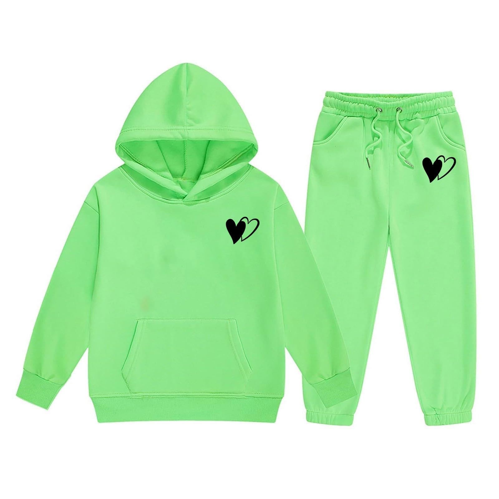 Conjunto de chándal para niñas de manga larga con capucha y pantalones deportivos de 2 piezas con capucha casual para correr