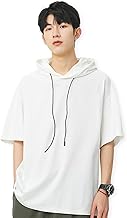 Gemma Plus [Smooth and Comfortable] Short Sleeve Hoodie, Men's, Summer, Short Sleeve, Hoodie, Hooded T-shirt, Summer Clothes, Top, Lightweight, Solid, Simple, Stylish, Stretch, Spring, Spring, Summer