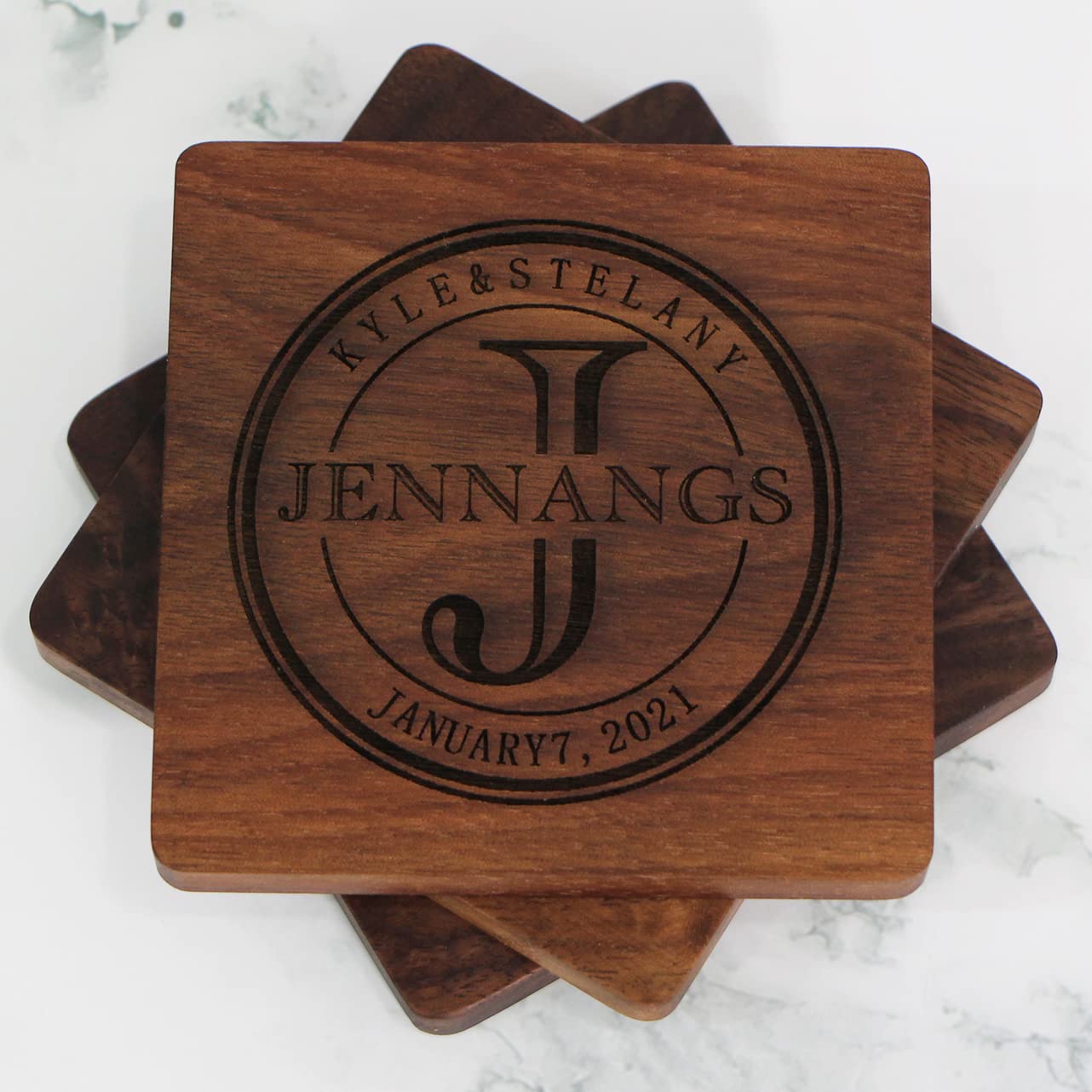 PersonalizedCoastersWeddingGiftforCouplesWooden