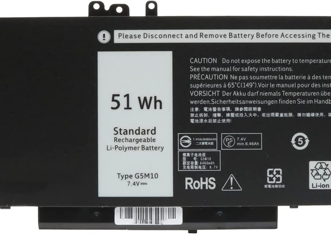 AKKEE G5M10 Laptop Batteria per Dell Latitude 14 E5450 E5550 15.6 inch Series Notebook 0WYJC2 8V5GX R9XM9 WYJC2 1KY05 7.4V 51Wh 4Cell