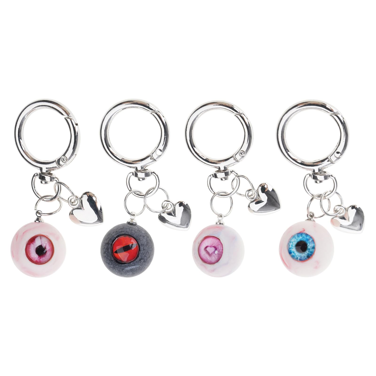 Gothic Devil Eye Heart Keychain Resin Charm for Halloween Party Unique Horror Gift Unique Clay Keyring